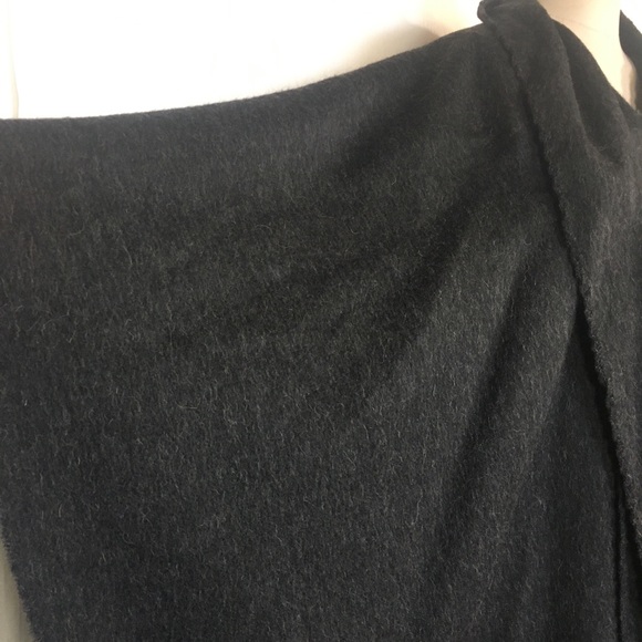 TUMI alpaca fringed poncho in a dark charcoal gray - Picture 12 of 13